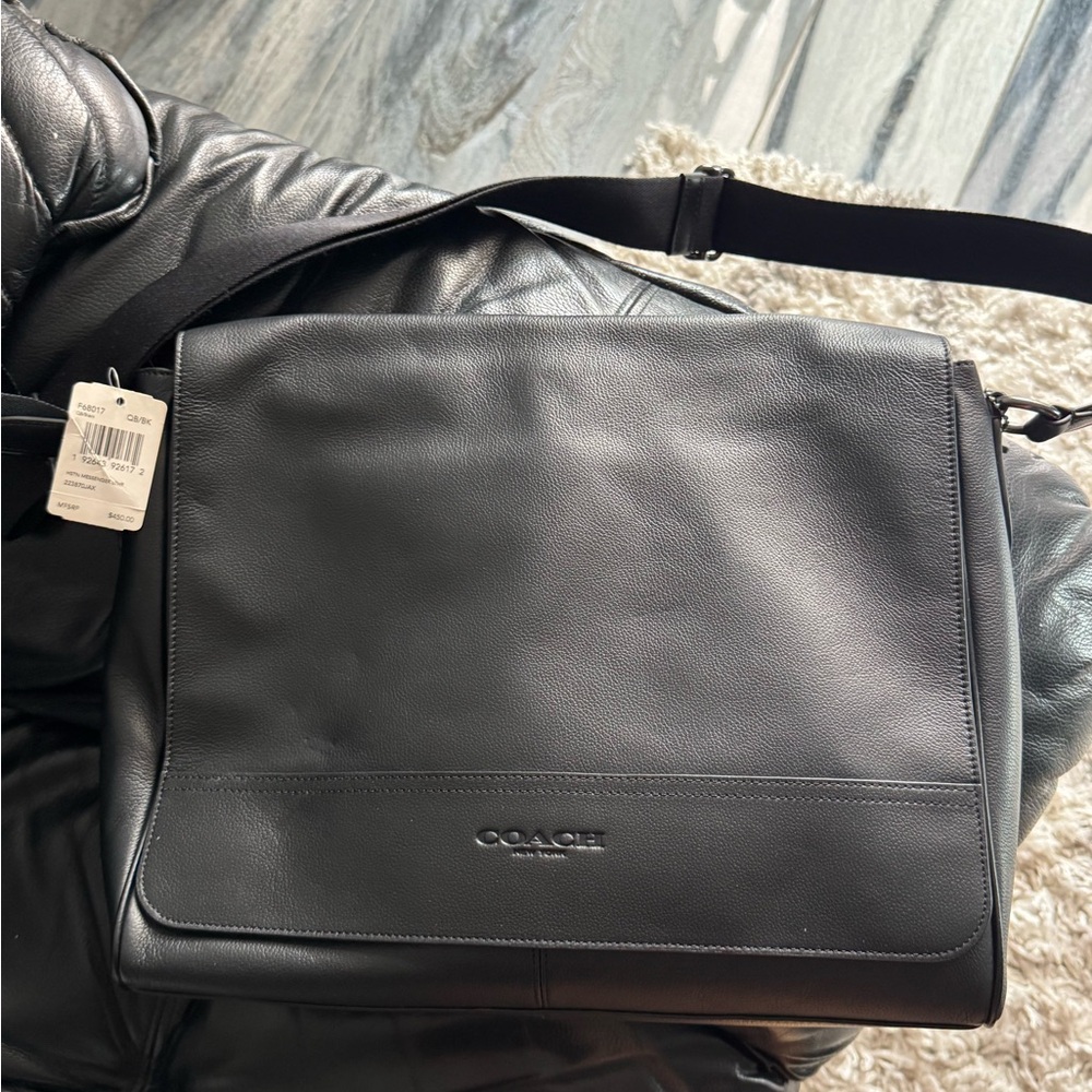 Coach Black Leather Messenger Bag